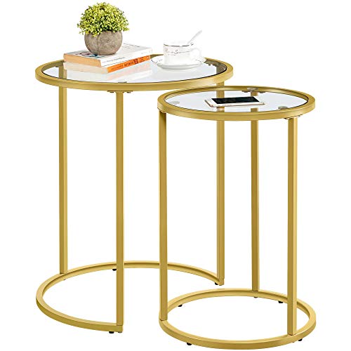 Yaheetech Gold Round Nesting Coffee Tables Set