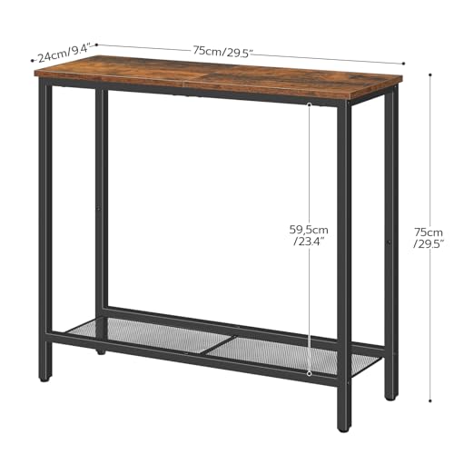 Slim Industrial Console Table with 2 Shelves