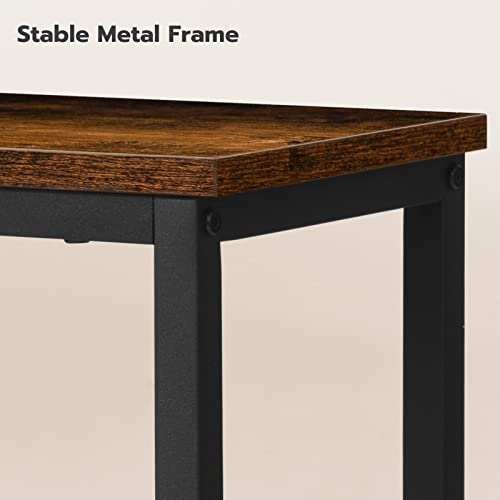 Slim Industrial Console Table with 2 Shelves