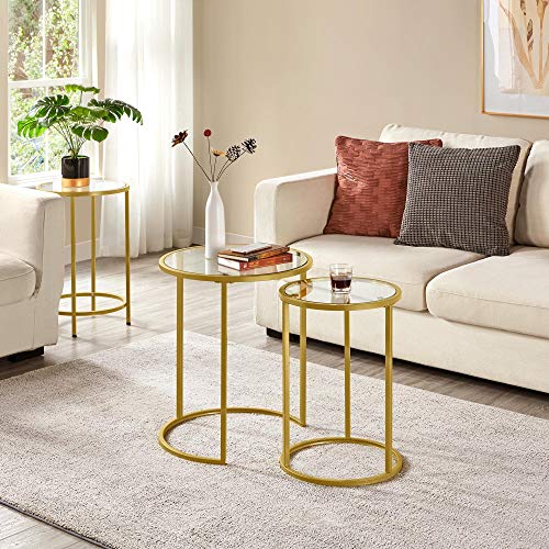Yaheetech Gold Round Nesting Coffee Tables Set