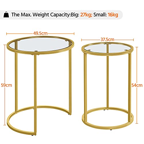 Yaheetech Gold Round Nesting Coffee Tables Set