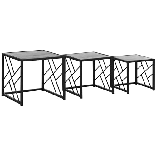 HOMCOM Black Coffee Table Set, 48x48 cm