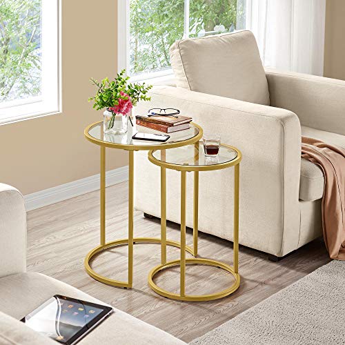 Yaheetech Gold Round Nesting Coffee Tables Set
