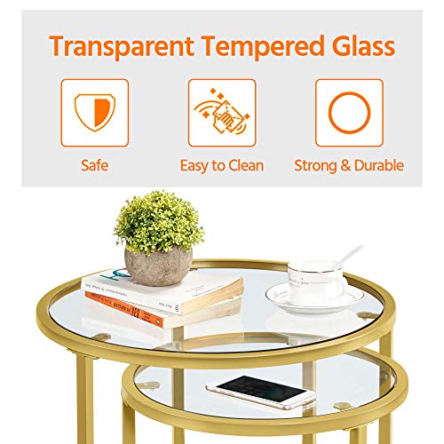 Yaheetech Gold Round Nesting Coffee Tables Set