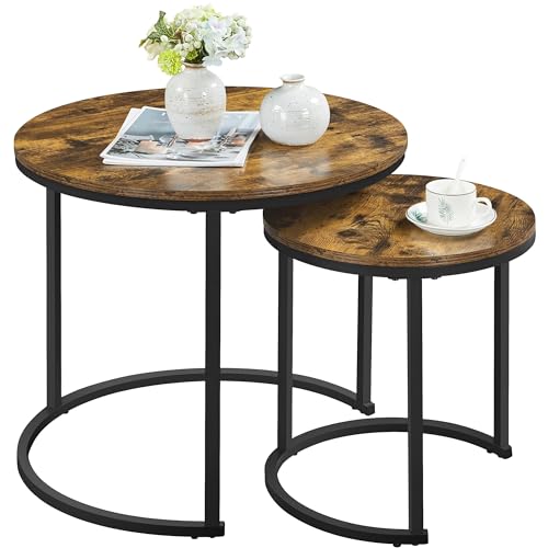 Yaheetech Industrial Round Nesting Coffee Tables Set