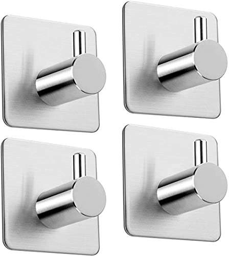 Self-Adhesive Stainless Steel No Drill Hooks - 4 Pack