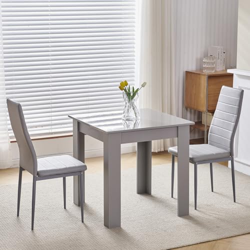 Compact Grey Wood Dining Set for Small Spaces