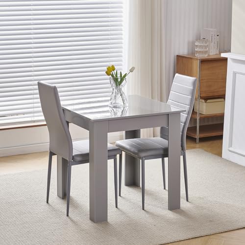 Compact Grey Wood Dining Set for Small Spaces
