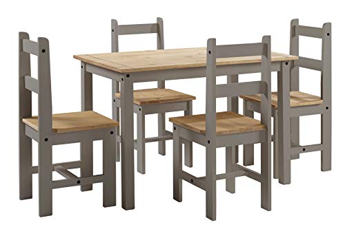 Corona Grey Wax Budget Dining Table with 4 Chairs