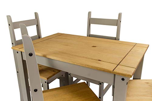 Corona Grey Wax Budget Dining Table with 4 Chairs