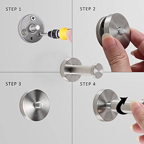 KINDPMA 6pcs Stainless Steel Wall-Mount Hooks