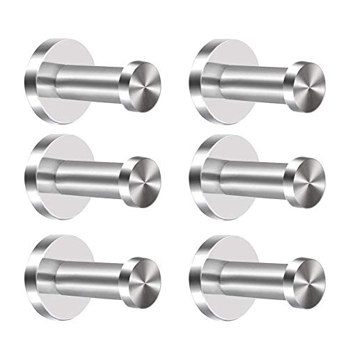 KINDPMA 6pcs Stainless Steel Wall-Mount Hooks