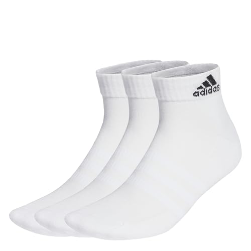 Adidas 3 Pairs Cushioned Ankle Socks, White/Black