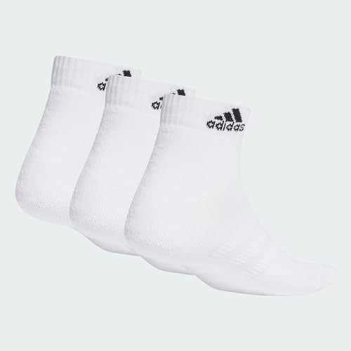 Adidas 3 Pairs Cushioned Ankle Socks, White/Black