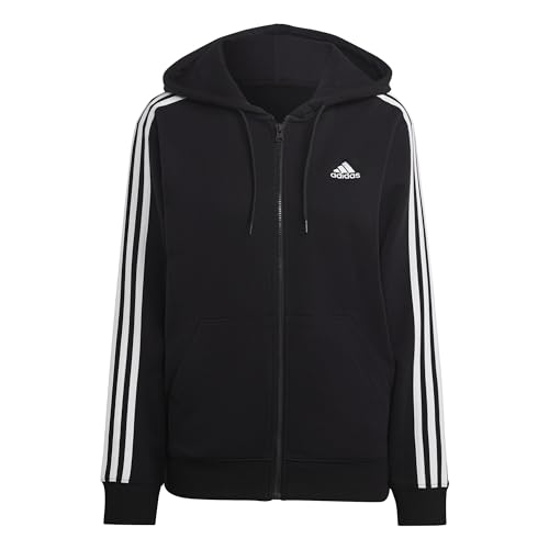 adidas Women's 3-Stripes Hooded Track Top, Black