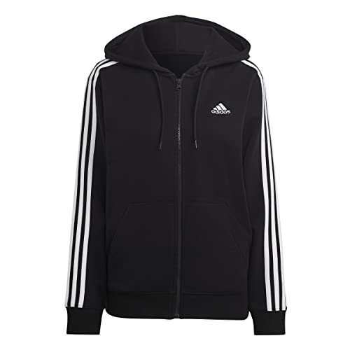 adidas Women's 3-Stripes Hooded Track Top, Black