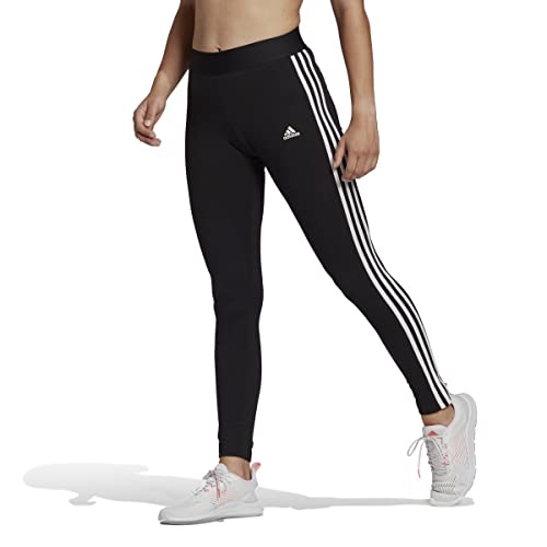 adidas Women's 3 Stripes Black/White Leggings, Medium