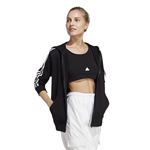 adidas Women's 3-Stripes Hooded Track Top, Black