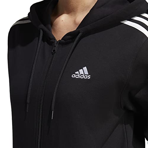 adidas Women's 3-Stripes Hooded Track Top, Black