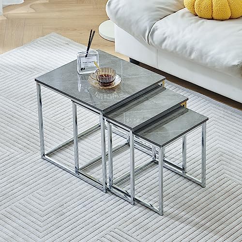Rainbow Tree Grey Nesting Coffee Table Set of 3
