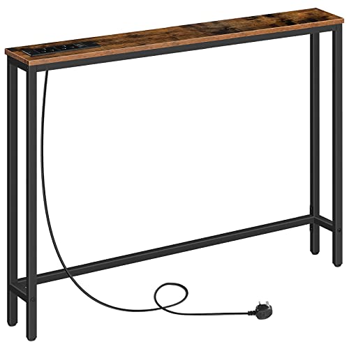 HOOBRO Rustic Console Table with USB Charging Ports