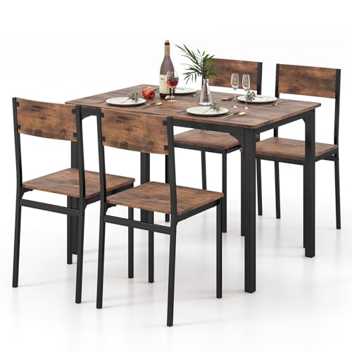COSTWAY Space-Saving Dining Table and Chairs Set