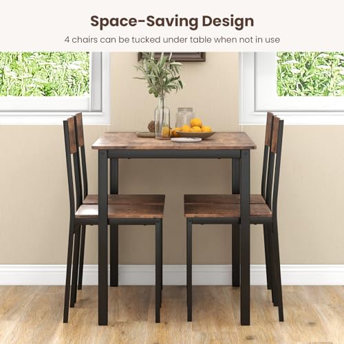 COSTWAY Space-Saving Dining Table and Chairs Set