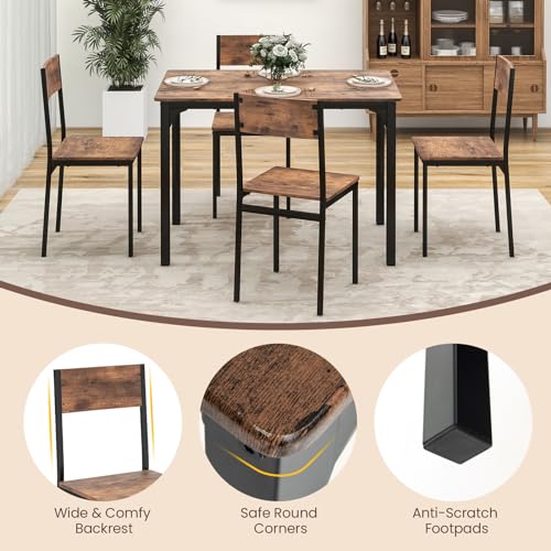 COSTWAY Space-Saving Dining Table and Chairs Set