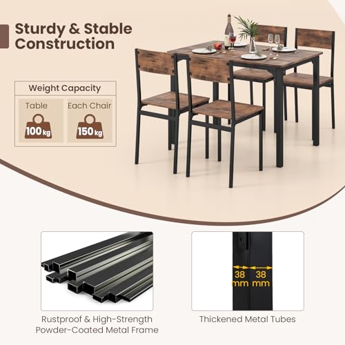 COSTWAY Space-Saving Dining Table and Chairs Set