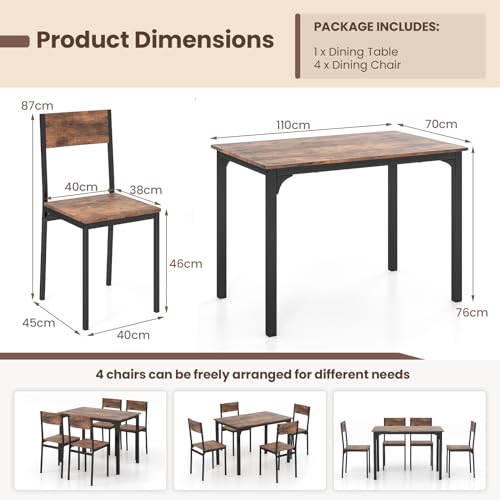 COSTWAY Space-Saving Dining Table and Chairs Set
