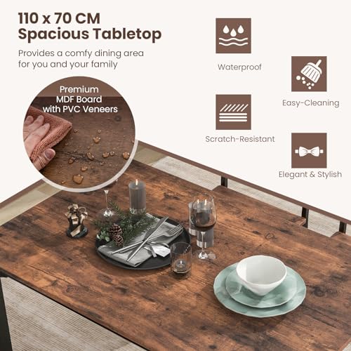 COSTWAY Space-Saving Dining Table and Chairs Set