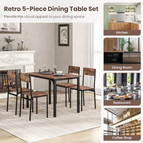 COSTWAY Space-Saving Dining Table and Chairs Set