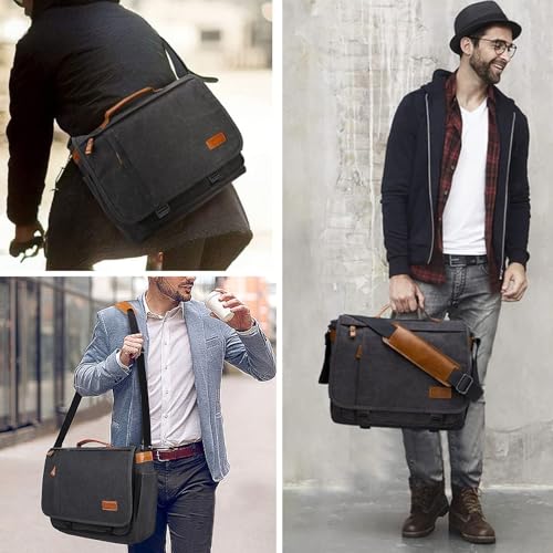 Water-Resistant 17.3" Laptop Messenger Bag - Dark Grey