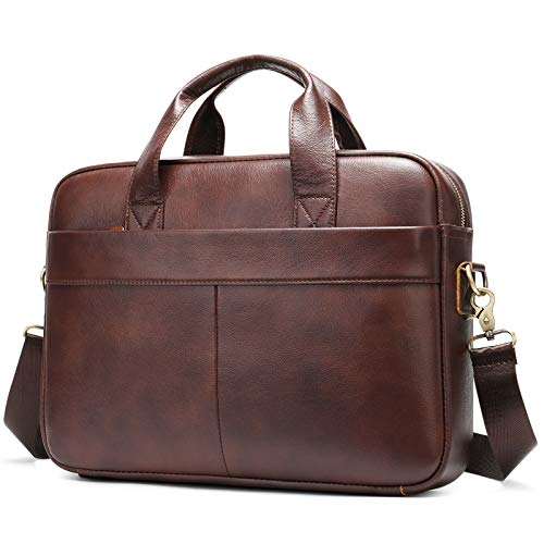 Men's Leather Messenger Bag with Detachable Strap