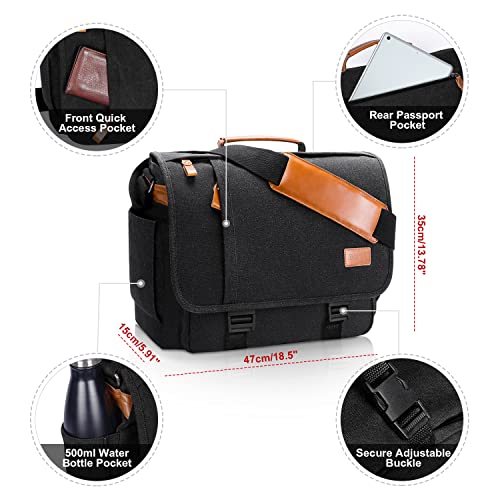 Water-Resistant 17.3" Laptop Messenger Bag - Dark Grey
