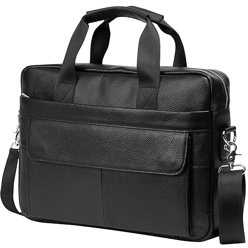 15-Inch Leather Briefcase for Business Travel