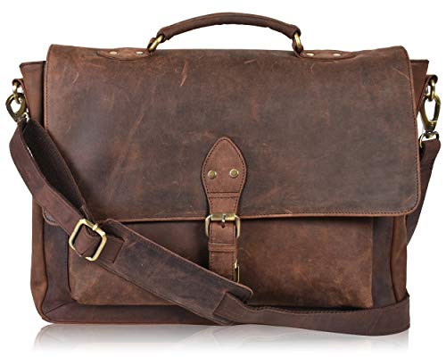 Vintage Leather Messenger Bag for Office & Travel
