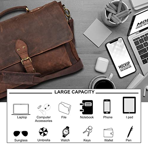 Vintage Leather Messenger Bag for Office & Travel
