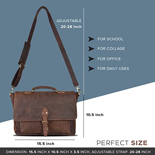 Vintage Leather Messenger Bag for Office & Travel