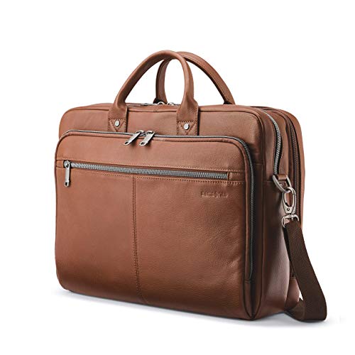 Samsonite Classic Leather Toploader Briefcase - Cognac