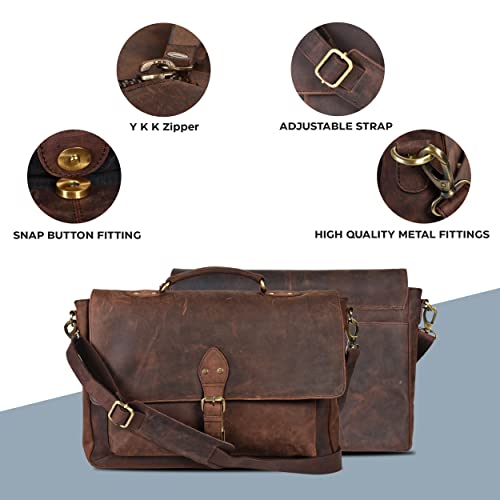 Vintage Leather Messenger Bag for Office & Travel