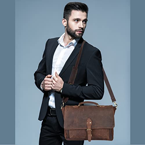 Vintage Leather Messenger Bag for Office & Travel