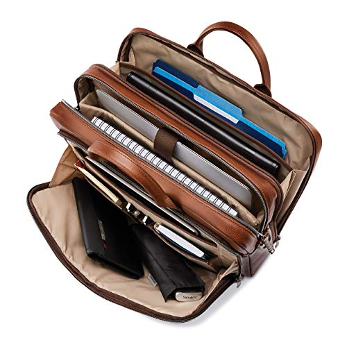 Samsonite Classic Leather Toploader Briefcase - Cognac