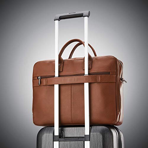 Samsonite Classic Leather Toploader Briefcase - Cognac