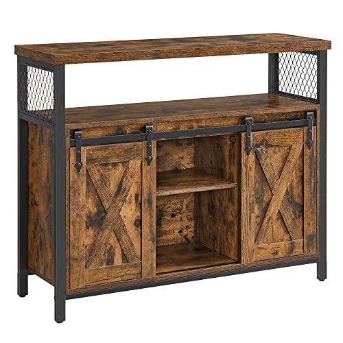 Rustic Brown Sideboard with Sliding Barn Doors