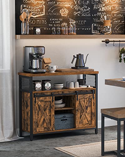 Rustic Brown Sideboard with Sliding Barn Doors