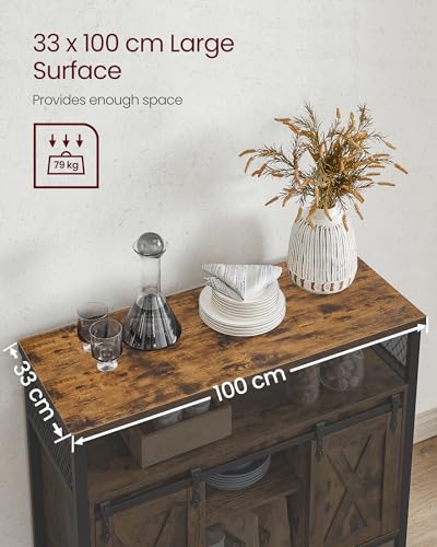 Rustic Brown Sideboard with Sliding Barn Doors