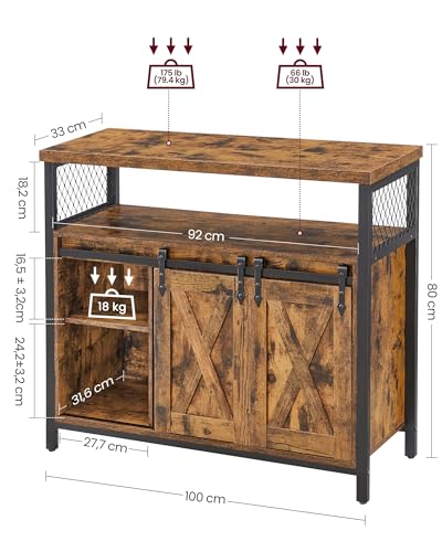 Rustic Brown Sideboard with Sliding Barn Doors