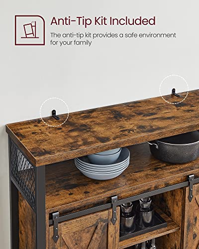 Rustic Brown Sideboard with Sliding Barn Doors