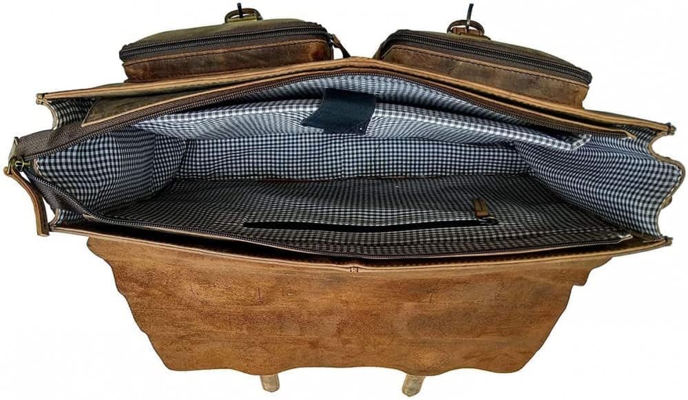 Retro 16-Inch Buffalo Hunter Leather Laptop Bag